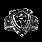 Stainless Steel  Biker Tribal Ring Black Men's Unisex Cross Fleur De Lis B197