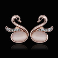 Rose Gold Cateye Zirconia Drop Stud Earrings L98