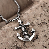 Stainless Steel Necklace Pendant Cross Anchor Biker 23" 3.5MM Lobster Clasp B239