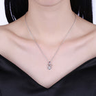 Sterling Silver Necklace Pendant Drop AAA Zirconia 18" 1MM Lobster Clasp B446