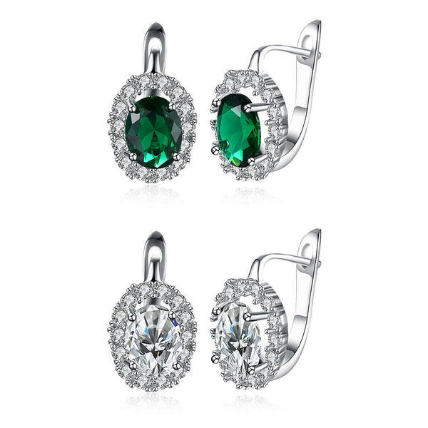 Platinum Plated Earrings  Hoop Huggies AAA Zirconia Latch Back Clasp L583