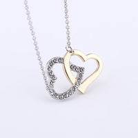 Yellow Gold Platinum Plated Necklace Pendant Heart Zirconia 18" 1MM Lobster B339