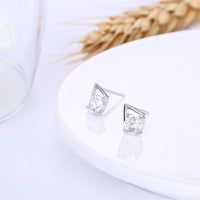 Sterling Silver Plated  Earrings  Stud AAA Zirconia  Push Back Clasp L814