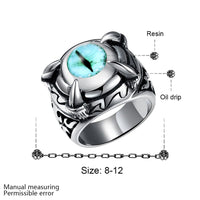 Stainless Steel Gothic Biker Tribal Ring Black Blue Men's Unisex Evil Eye B573