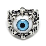 Ring Wide Band Rings Chunky Rings Eye Antique Silver Light Blue 18mm Z744