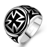 Stainless Steel Antique Gothic Biker Tribal Ring Black Men's Unisex Cross B205