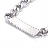 Stainless Steel Figaro Chain ID Bracelet Lobster Silver 9 Inches 23cm Z233