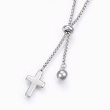 Stainless Steel Set Slider Necklaces Earrings Cross Necklace 24" P812