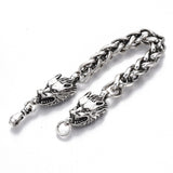 Men's Alloy Wheat Chain Bracelet Dragon Antique Silver 8.8" 22.5cm Z253