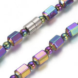 Magnetic Hematite Beaded Necklace Vacuum Plating Round Hexagonal 21.57" P683