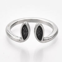 Alloy Cuff Finger Ring Rabbit Ear Antique Silver Size 6 Adjustable 16.5mm P458