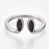 Alloy Cuff Finger Ring Rabbit Ear Antique Silver Size 6 Adjustable 16.5mm P458