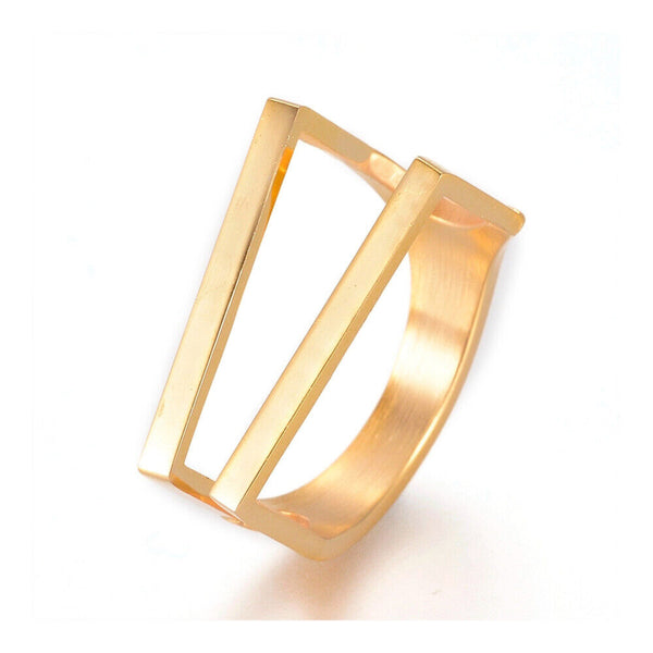 304 Stainless Steel Finger Rings Gold Size 7 17mm  A35