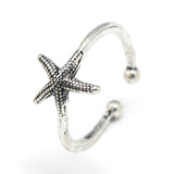 Adjustable Size Cuff Ring Starfish Adjustable Antique Silver 17mm P14