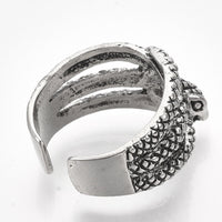 Alloy Cuff Ring Wide B Ring Snake Antique Silver Size 8 Adjustable 18.5mm P454