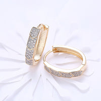 Yellow Gold Plated Earrings  Hoop Huggies AAA Zirconia  Latch Back Clasp L569