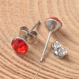 304 Stainless Steel Grade A Rhinestone Ear Studs 17x6mm Pin 0.7mm 6pair/box P338