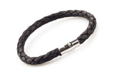 Unisex Men's Genuine Braided Leather And Stainless Steel Magnetic Clasp Bracelet