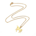 Stainless Steel Set Pendant Necklace Earrings Unicorn 15.7" 10x11x1mm 0.7mm Z798