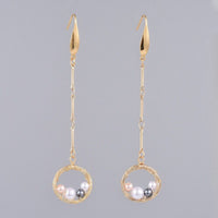 Dangle Earring Pendant Necklace Set Pearl Earring Hooks Gold 17" P761