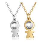 Stainless Steel Pendant Necklace Rhinestone Boy Silver 15.7" Silver Gold Z628