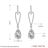 Platinum Plated Earrings Drop Dangle AAA Zirconia Push Back Clasp L579