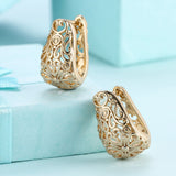 Yellow Gold Plated Earrings  Hoop Huggies  Latch Back Clasp L559