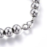 Stainless Steel Ball Chain Bracelet Lobster Silver 7-5/8inches(195mm)x8mm Z44