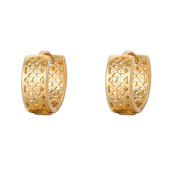 Gold Plated Hollow Hoop Earrings 14x6mm P139