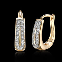 Yellow Gold Plated Earrings  Hoop Huggies AAA Zirconia  Latch Back Clasp L563