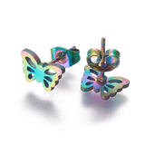 Stainless Steel Set Stud Earring Pendant Necklace Butterfly 18 6.5x10mm P1