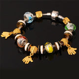 Gold Plated Bracelet DIY Beads  Hand Lucky Charm Red Blue Multicolor L123