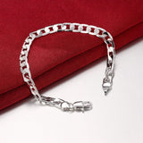 Sterling Silver Plated Bracelet 7.5 Inches 6.4MM Lobster L313