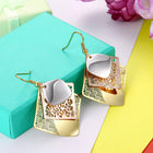 Yellow Gold Platinum Plated Earrings Chandelier Fish Hook Clasp L625