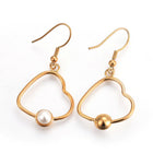 304 Stainless Steel Dangle Earrings Plastic Pearl Heart White 47mm Heart P144