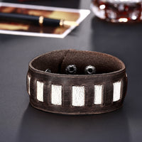 Leather Bracelet Handmade  Brown 9 inches 32MM Button Clasp L513