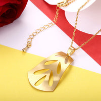 Yellow Gold Plated Necklace Women's Pendant Leaf 19" 1MM Lobster Clasp B253