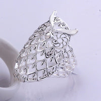 Sterling Silver Plated Ring Plain Cocktail Women's Owl Animal B537