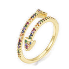 Brass Micro Pave Cubic Zirconia Cuff Ring Arrow Size 7 Adjustable 17mm P444