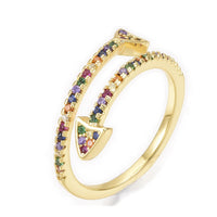 Brass Micro Pave Cubic Zirconia Cuff Ring Arrow Size 7 Adjustable 17mm P444