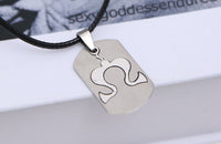 Men's Unisex Stainless Steel Leather Pendant Necklace Military Tag L5