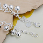 Women Sterling Silver P Bell Beads Charm Bracelet 8 Inches 1.8MM Lobster L58