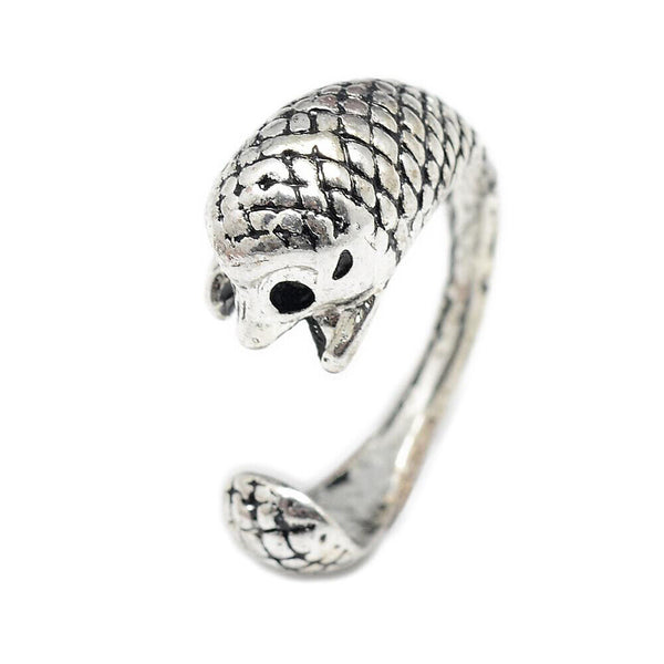 Alloy Cuff Finger Ring Hedgehog Antique Silver Size 7 Adjustable 17mm P418