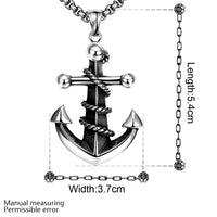 Stainless Steel Necklace Pendant Cross Anchor Biker 23" 3.5MM Lobster Clasp B239