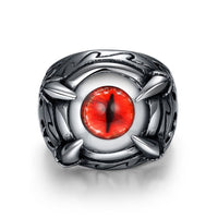 Stainless Steel Gothic Biker Tribal Ring Black Red Men's Unisex Evil Eye B227