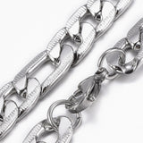 Trendy Men's Stainless Steel Figaro Chain Bracelet Lobster Silver 82" 9mm Z177