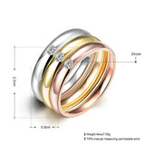 Stainless Steel Band Wedding Set Ring AAA Zirconia Women B437