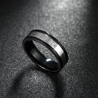 Stainless Steel Band Wedding Ring Black Men's Unisex B430