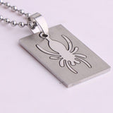 316L Stainless Steel Pendant 0.78X1.18 Inch Spider Silver  Necklace 22" B142