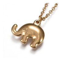 304 Stainless Steel Pendant Necklace Elephant Gold 17" Pendant: 17x20x5mm  A276